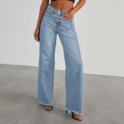 Jean Femme Large Taille Grise Déchiré