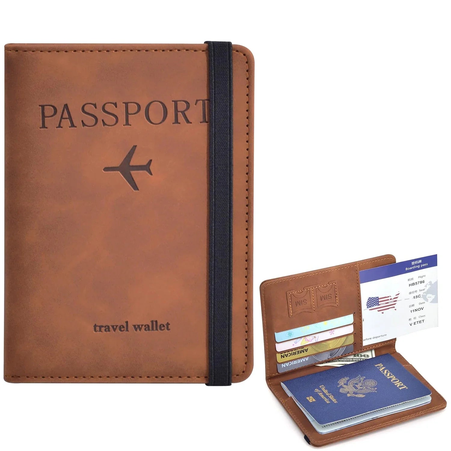 Porte-passeport Unisexe en PU avec Rangement Cartes Compact - PanierRoyale