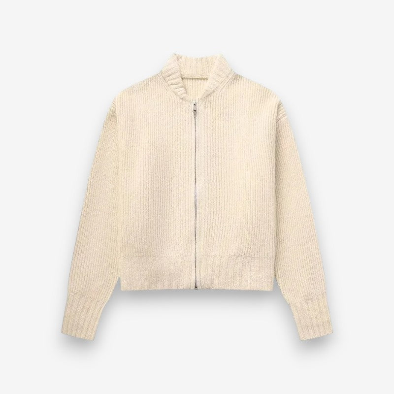 Veste Féminine Zippée Col Rond Manches Longues