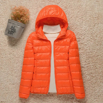 Veste Femme Légère avec Capuche - Doudoune Printemps Élégante Taille Slim