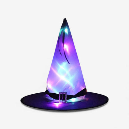 Chapeau Sorcière Lumineux LED Noir