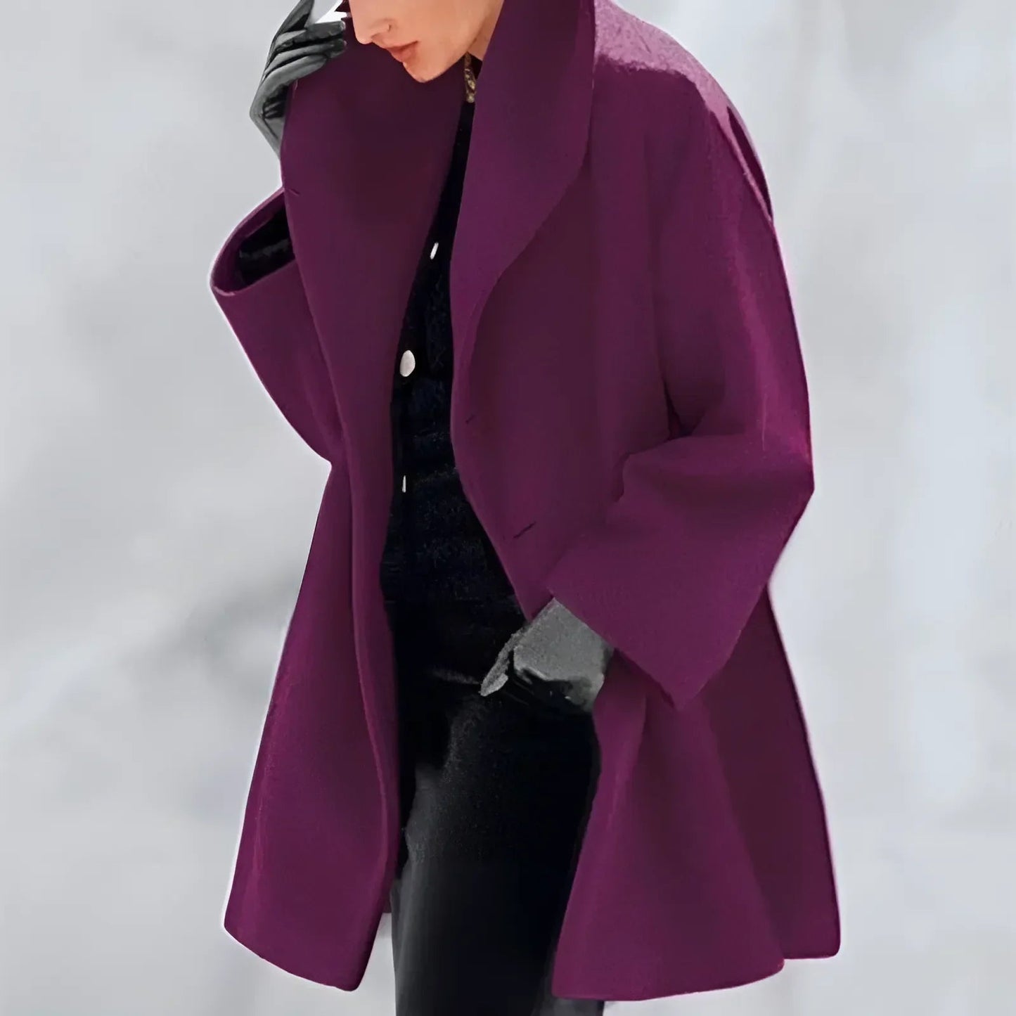 Manteau Femme Noir Élégant Col V