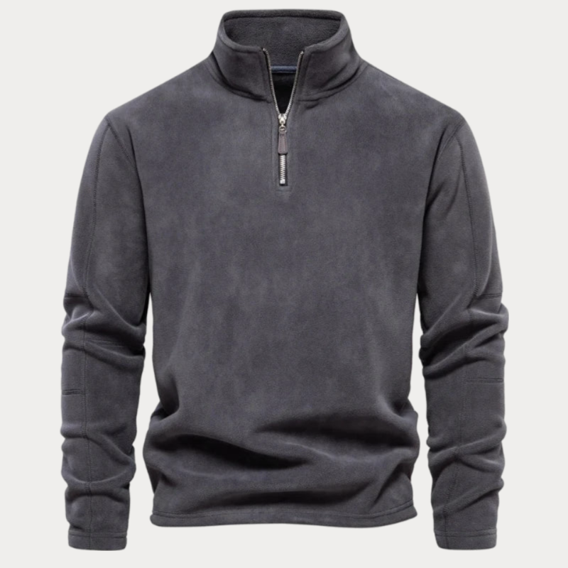 Pull Polaire Brun Homme avec Fermeture Éclair