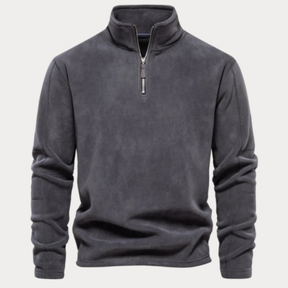 Pull Polaire Brun Homme avec Fermeture Éclair