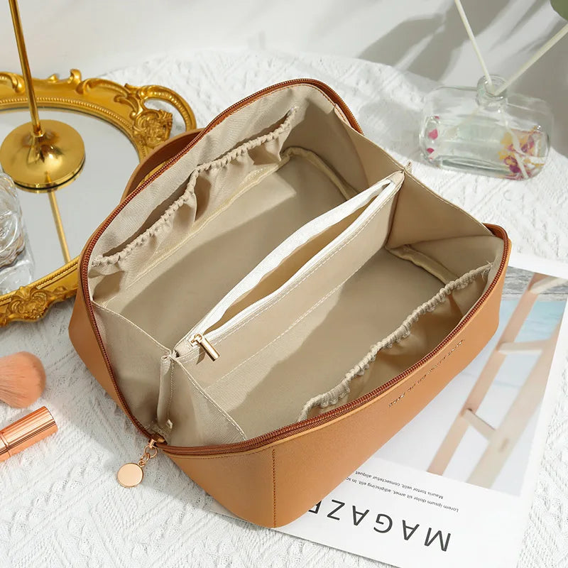 Trousse de toilette Femme Similicuir Poignée Fermeture Zippée
