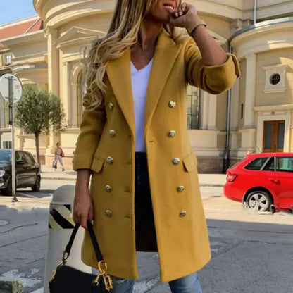 Manteau Femme Long Chic avec Poches et Détails Élégants