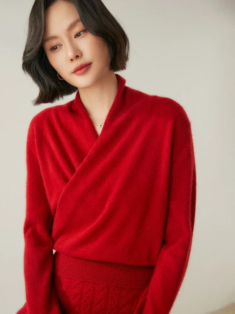 Pull femme élégant en maille avec col montant