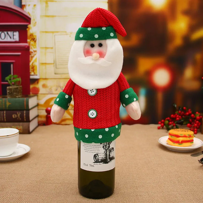 Housse de Bouteille de Vin Père Noël Hivernal Amusant
