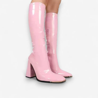 Bottes Femmes Talon Haut à Fermeture Éclair Noir