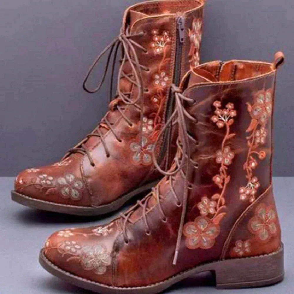 Bottes Chic Haut de Gamme pour Femme à Lacets