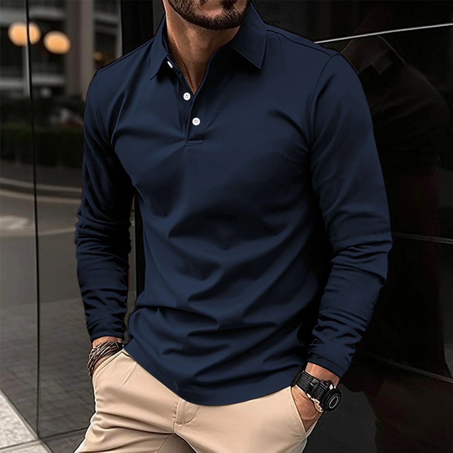 Chemise Polo Manche Longue Classique Homme