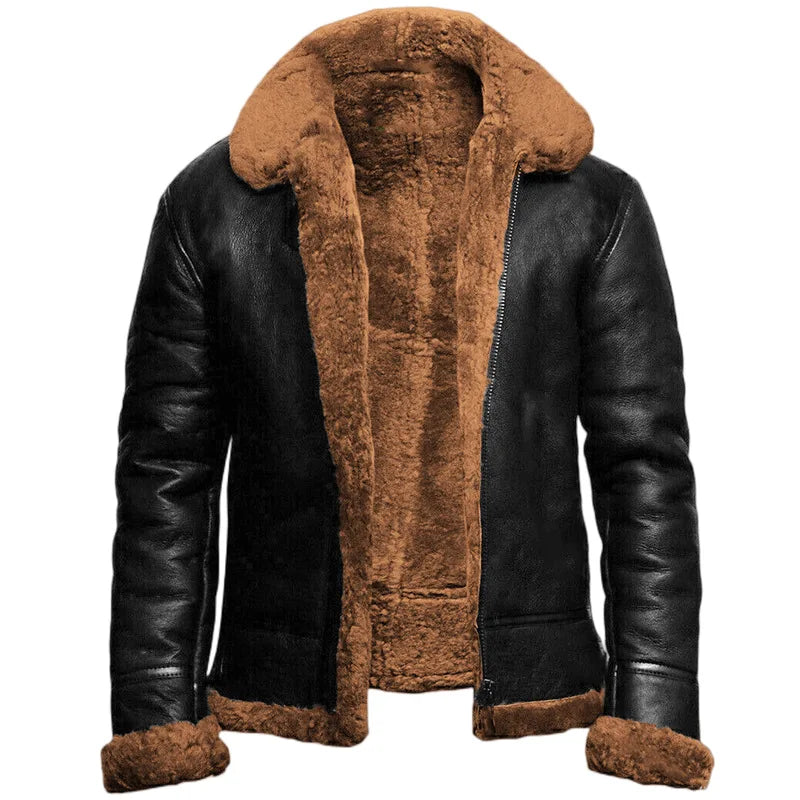 Blouson Cuir Épais et Doux en Mouton Shearling