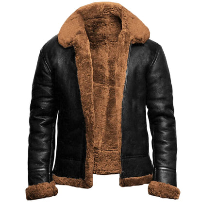 Blouson Cuir Épais et Doux en Mouton Shearling