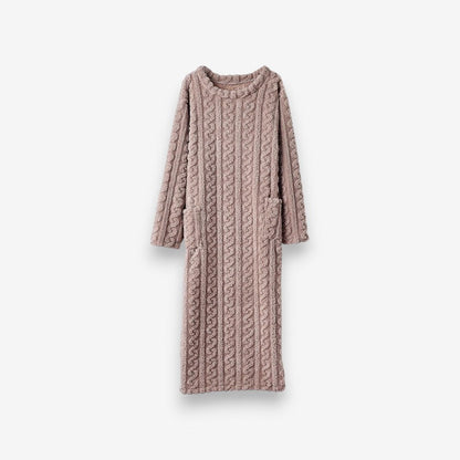 Robe Femme Manches Longues Col Rond avec Poche Pratique