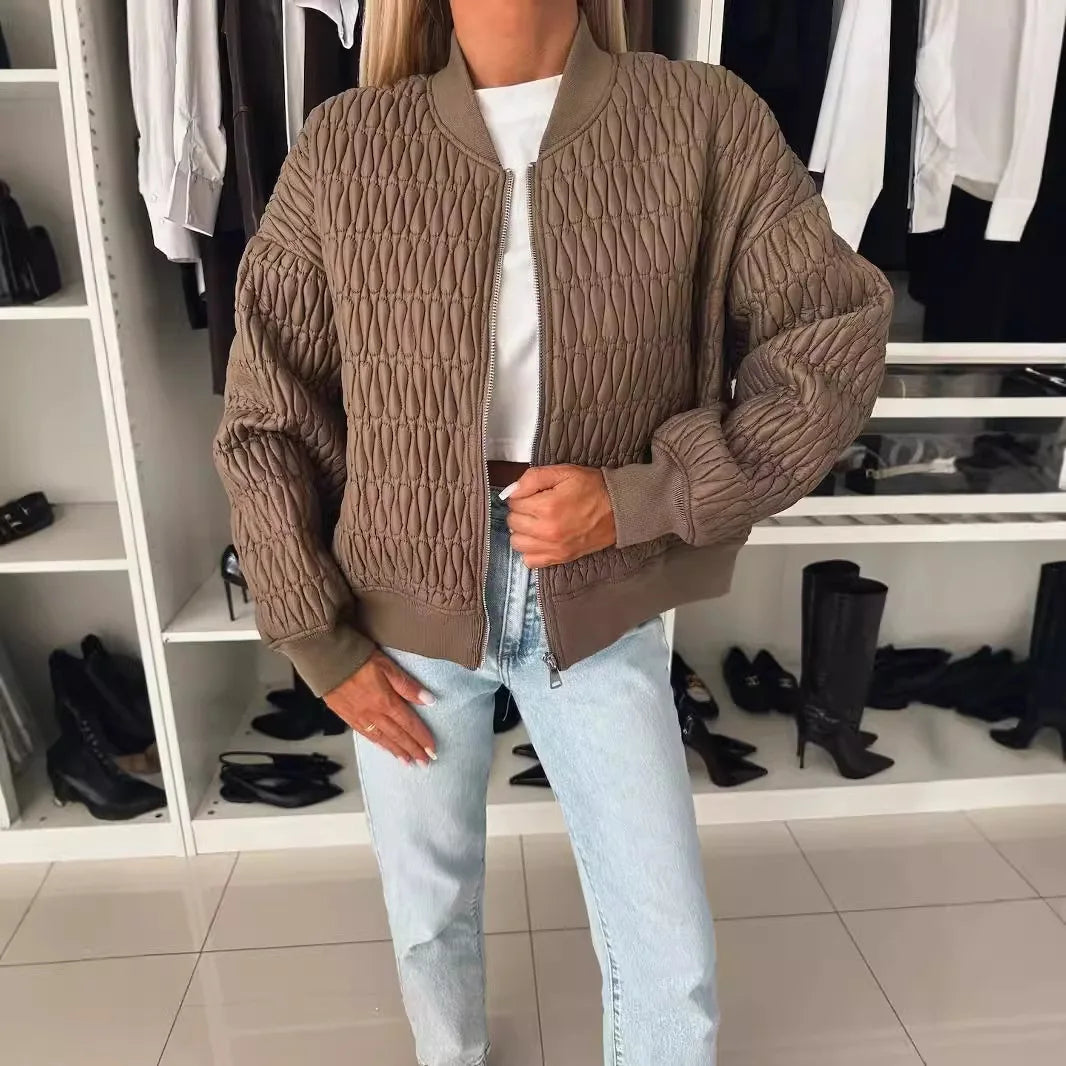 Blouson femme matelassée à fermeture éclair avant