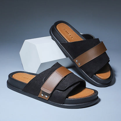 Sandales Homme Cuir Mat Brun