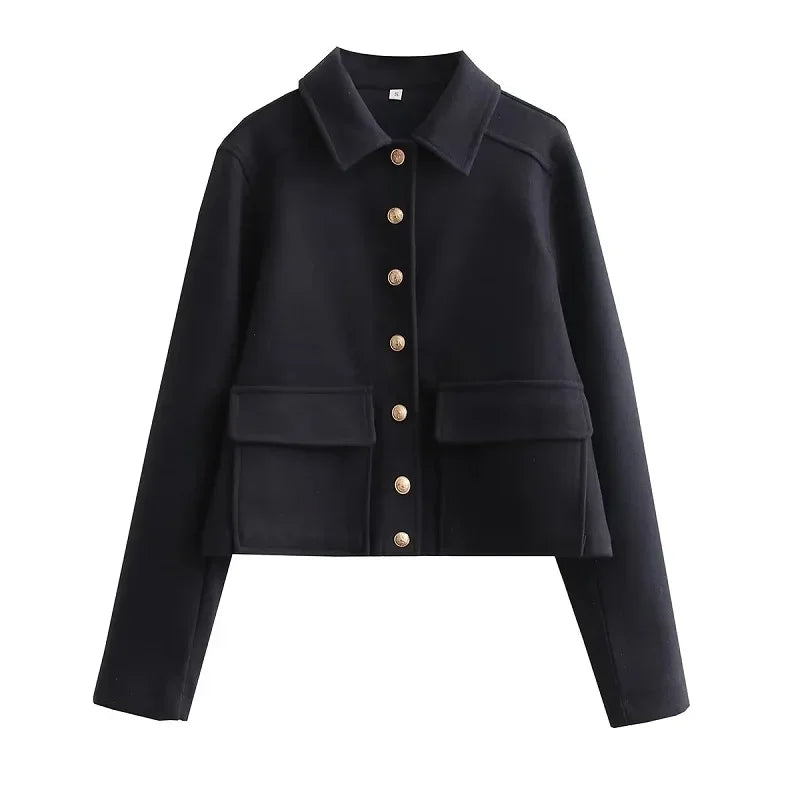 Veste femme décontractée courte boutonnée