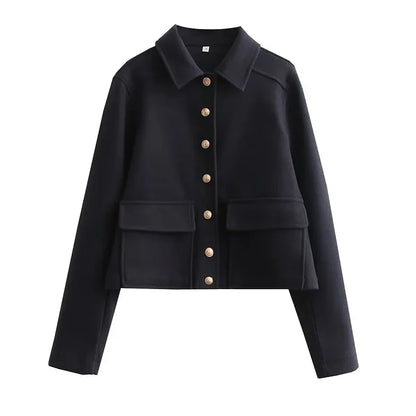 Veste femme décontractée courte boutonnée