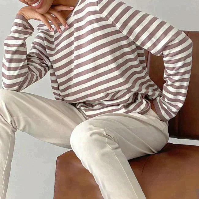 Chemise femme rayée décontractée manches longues