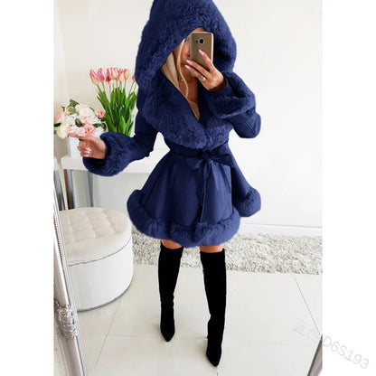 Manteau Femme Hiver Long Capuche et Doublure Chaude