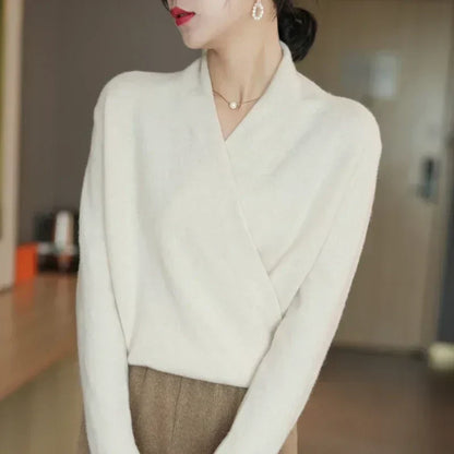 Pull Femme Hiver Col V Doux et Confortable