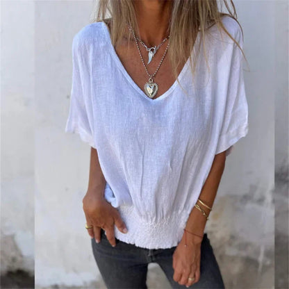 Chemise Homme Décontractée Col En V Manches Courtes