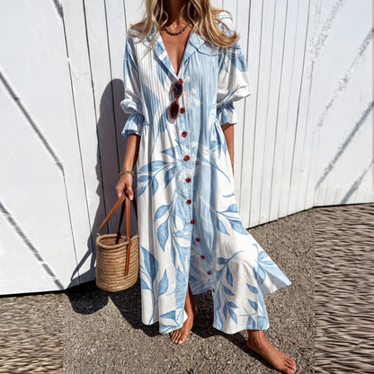 Robe Longue Femme Coton Viscose Coupe Fluide Style Bohème