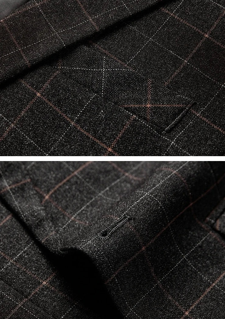 Blazer Noir à Carreaux Élégant pour Homme