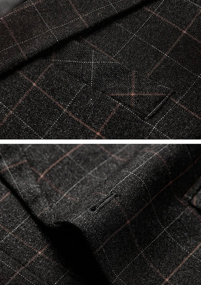 Blazer Noir à Carreaux Élégant pour Homme