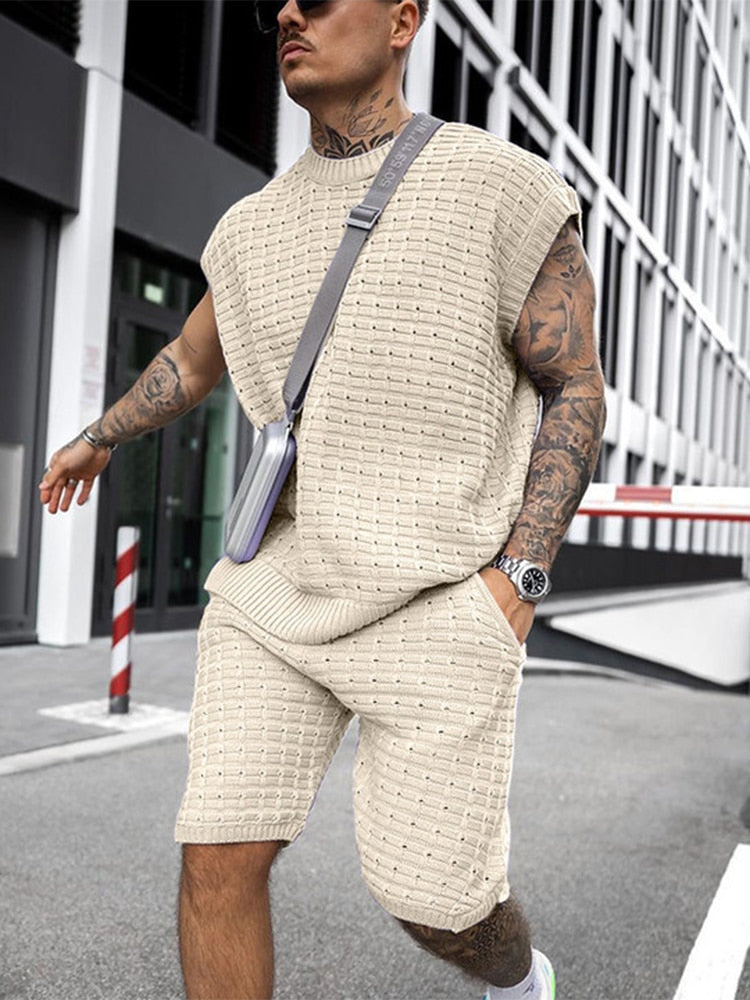 Ensemble Homme Tricot Décontracté Été