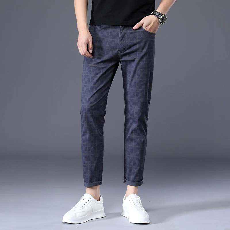 Pantalon Slim Homme à Carreaux pour Loisirs et Ville