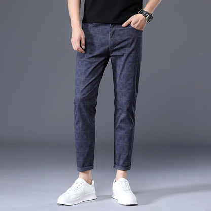 Pantalon Slim Homme à Carreaux pour Loisirs et Ville