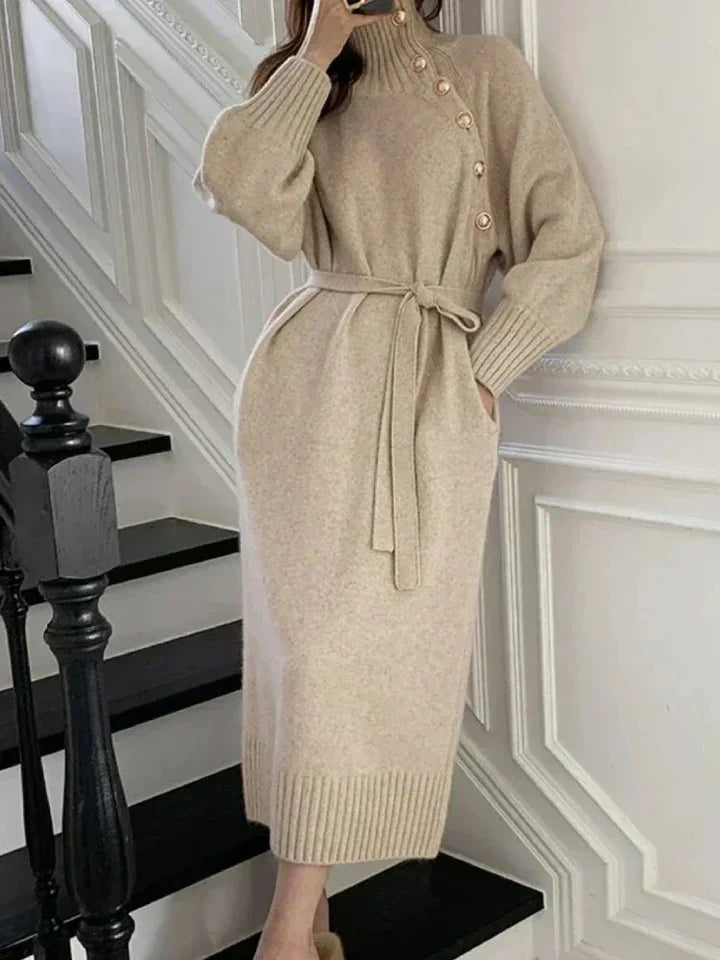 Robe Femme Asymétrique Boutonnée Décontractée