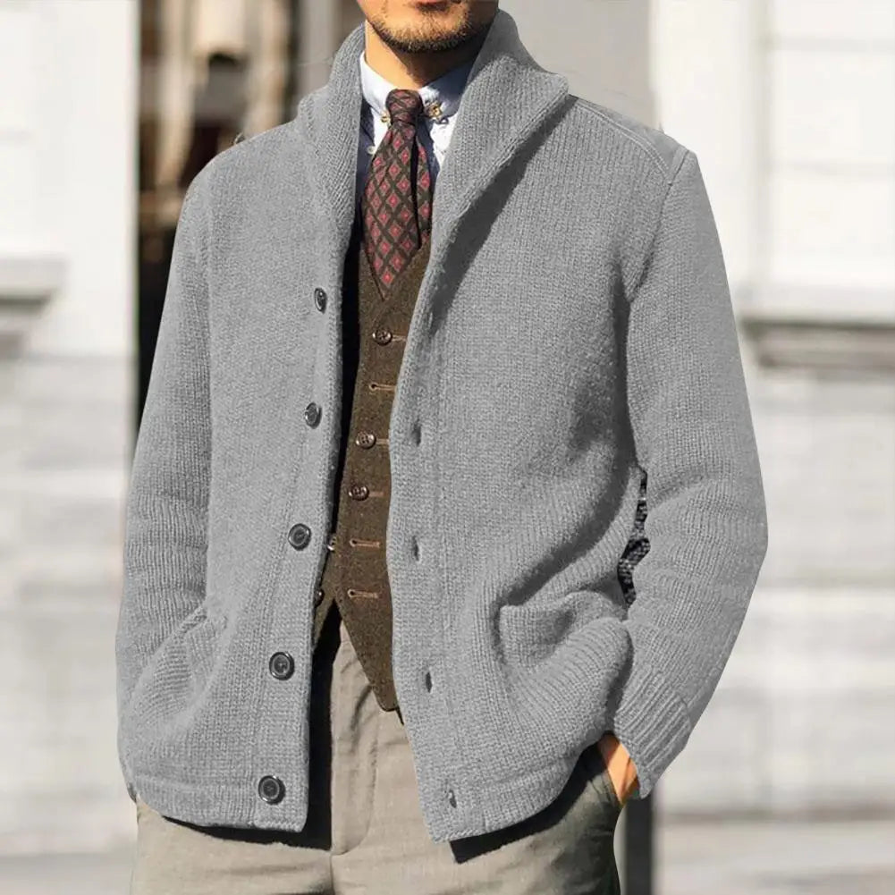 Cardigan Homme Hiver Chaud avec Poche et Manches Longues - PanierRoyale