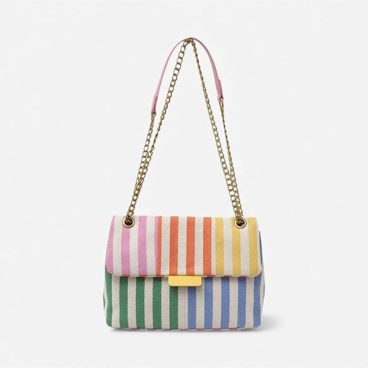 Sac à Épaule Fantaisie à Rayures Colorées - PanierRoyale