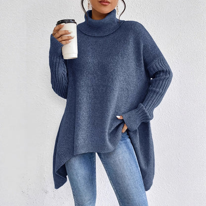 Pull Oversized Femme Hiver Confortable à Col Montant - BerlinGlamour
