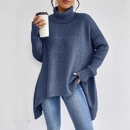 Pull Oversized Femme Hiver Confortable à Col Montant - BerlinGlamour