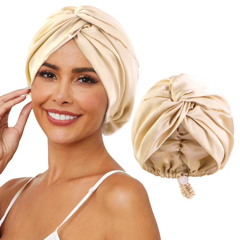 Bonnet de Nuit en Soie Douce et Élastique Lavande