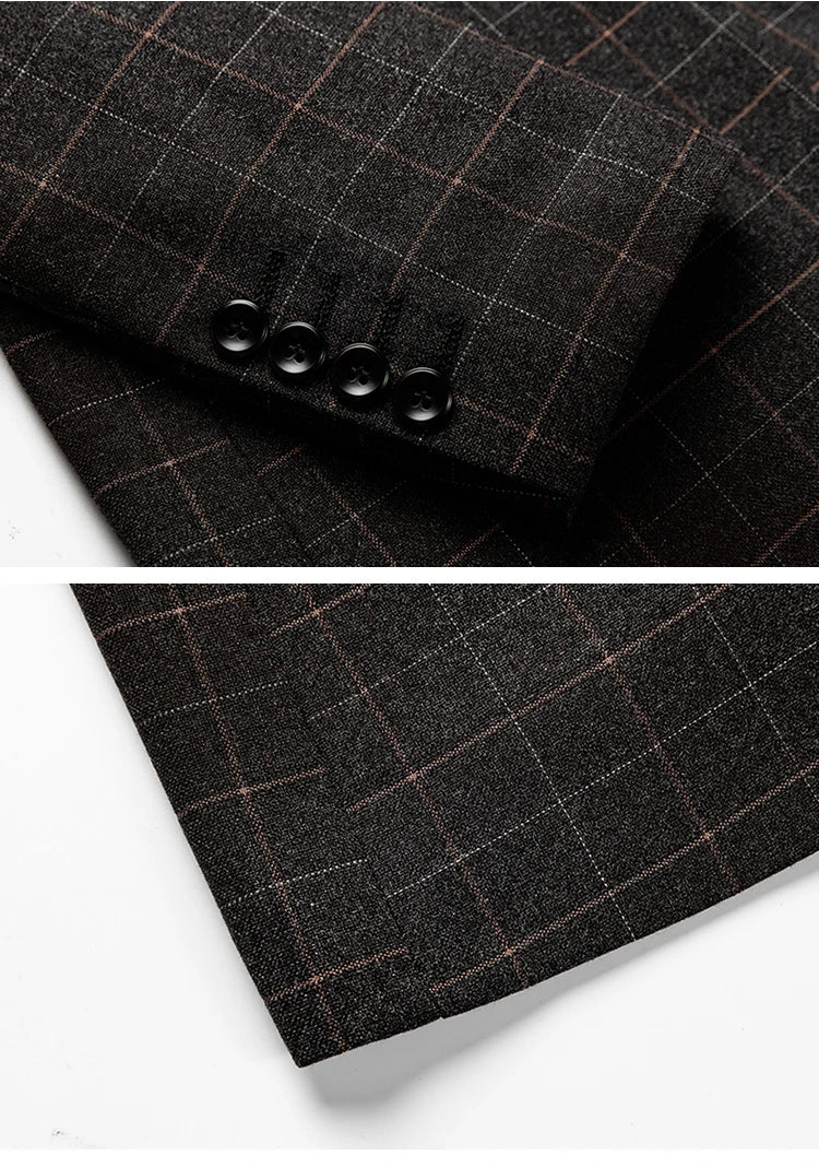 Blazer Noir à Carreaux Élégant pour Homme