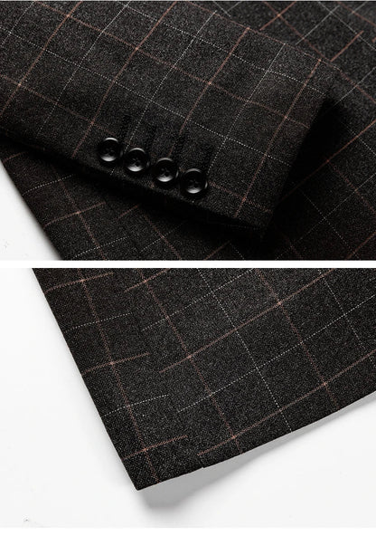 Blazer Noir à Carreaux Élégant pour Homme