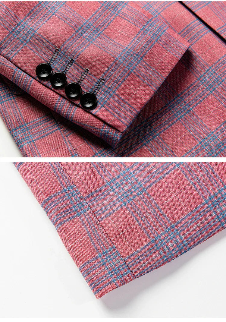 Blazer femme rose en carreaux élégant