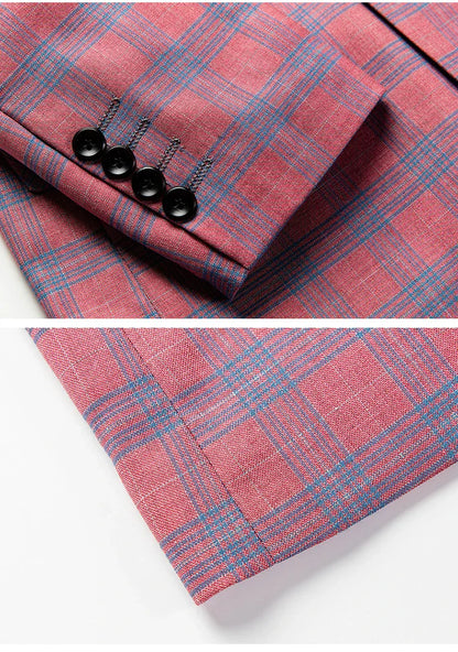 Blazer femme rose en carreaux élégant