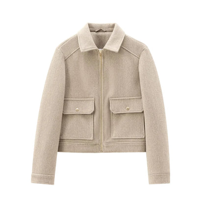 Veste Femme Décontractée Zippée Mélange Laine