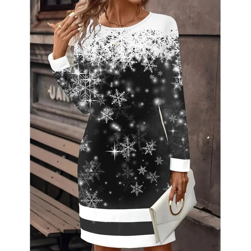 Robe de Noël Femme avec Impression Bonhomme de Neige