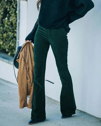 Pantalon Féminin Flare Élégant Taille Haute