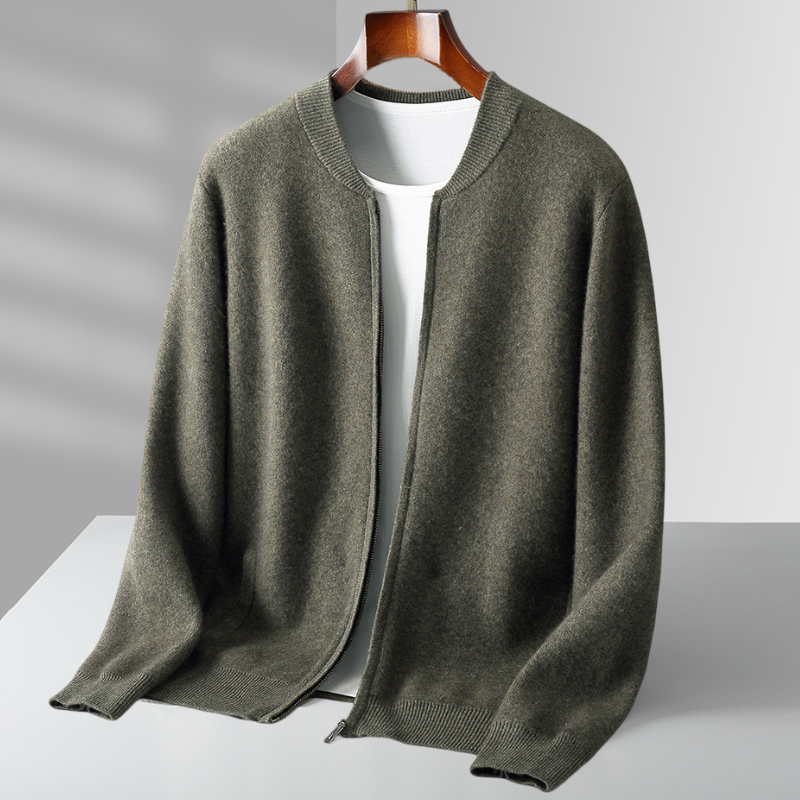 Cardigan Homme Laine Chaud et Élégant avec Fermeture Éclair