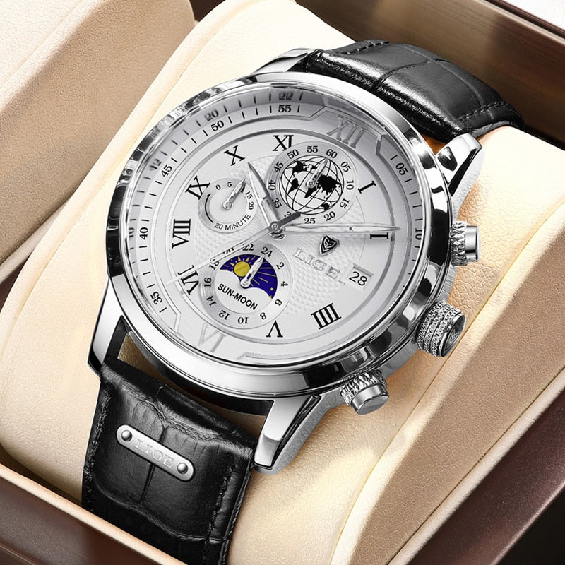 Montre Chronographe Cuir Homme Élégante