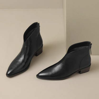 Bottine Femme Élégante en Cuir avec Talon Bloc