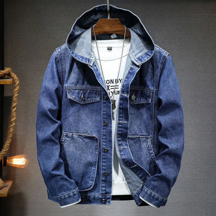 Veste denim oversize avec capuche pour homme