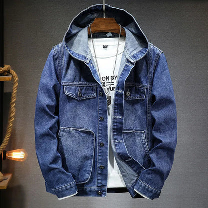 Veste denim oversize avec capuche pour homme